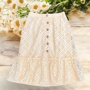 Cato Skirt Cream Floral Lace Midi Boho S Small